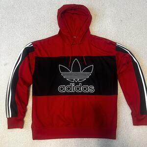 Adidas Originals Trefoil Mesh Outline Hoodie Shirt Red Black White Medium Pocket